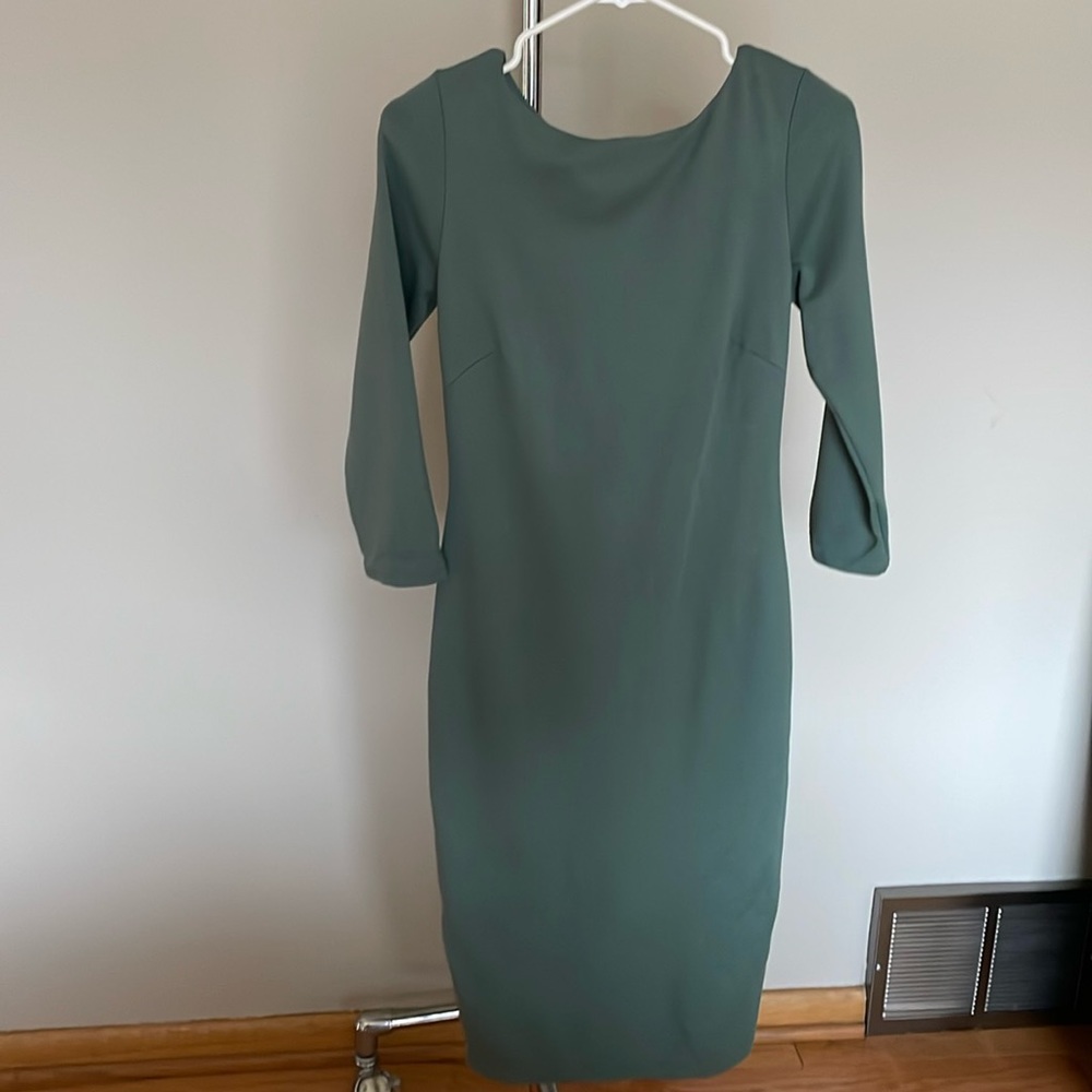 Anthropologie green midi dress with bow detail
